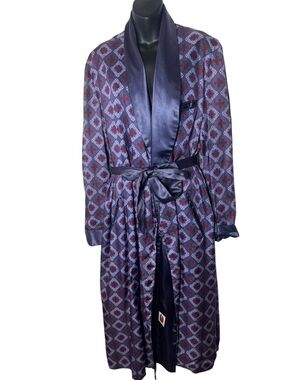 Men’s smoking robe satin royal dandy tie belt dressing gown one size